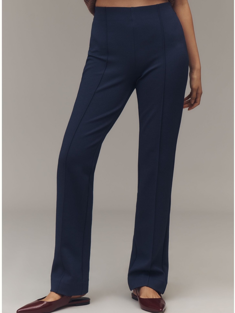 Anthropologie Kick Flare Pull On Pants Maeve Poppy Full Length New Navy Blue